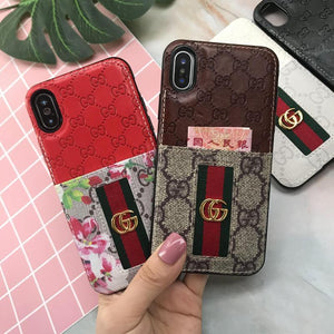 Embossed stitching card case phone case for iphone