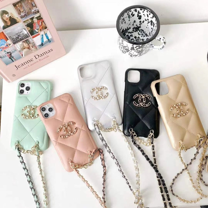 Luxury leather crossbody chain phone case