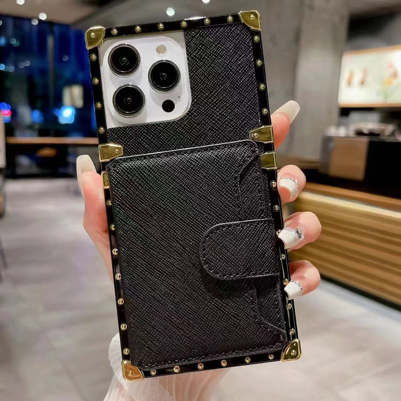 Luxury   leather card  Square   phone case for iPhone