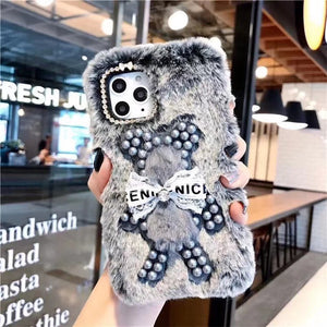 Plush diagonal strap phone case