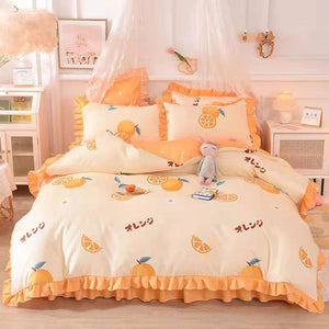 Fashion princess style Skin-friendly cotton four-piece Bed skirt