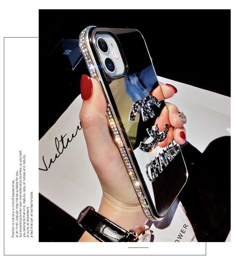 Sparkling side Diamond makeup mirror phone case