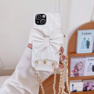 Luxury bow Carry chain phone case For iphone