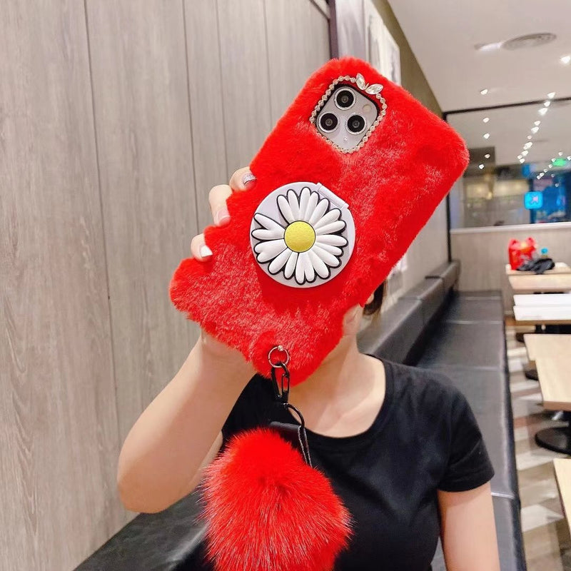 Makeup mirror plush phone case