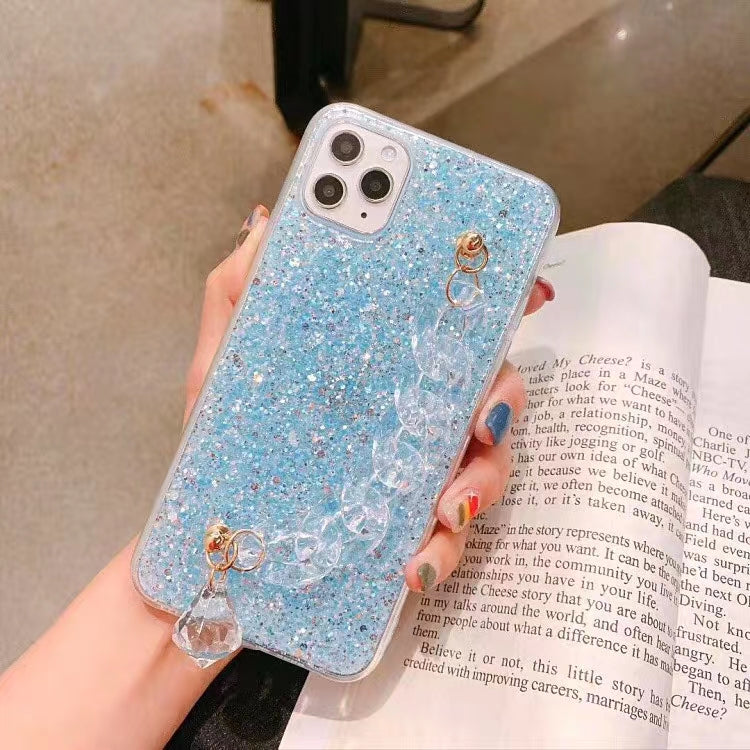 Sequined crystal wristband phone case