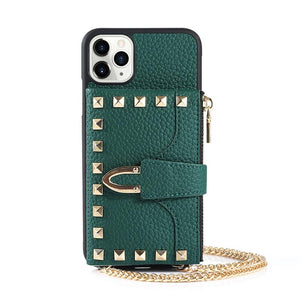 Zipper wallet chain phone case