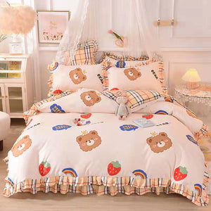 Fashion princess style Skin-friendly cotton four-piece Bed skirt