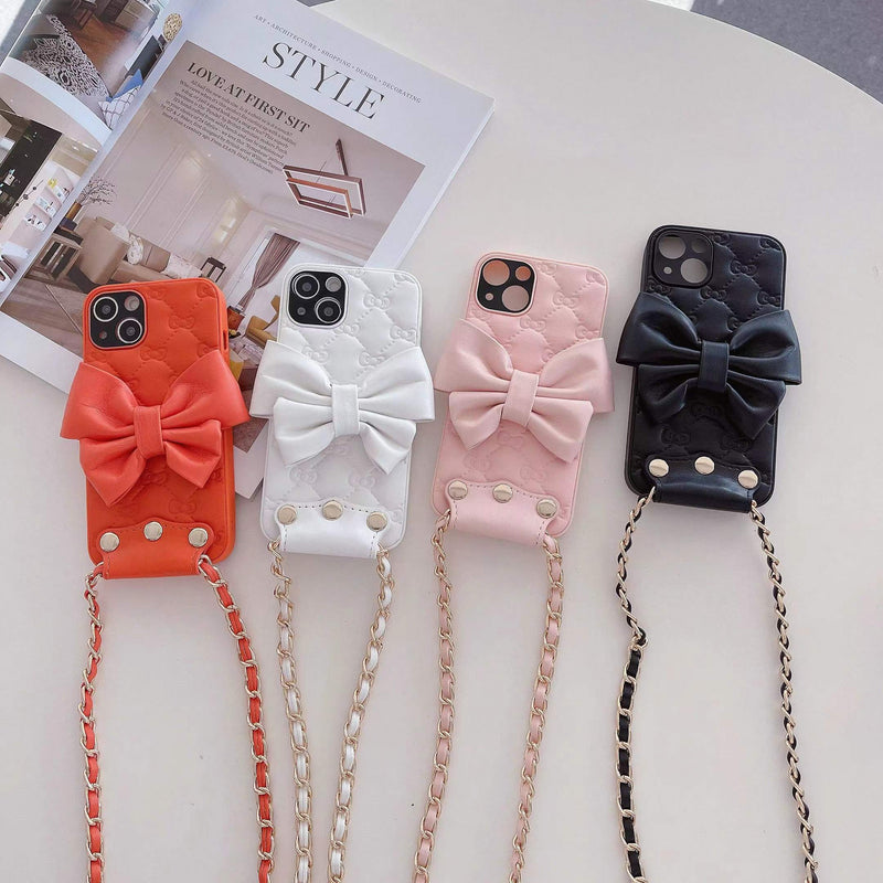 Luxury bow Carry chain phone case For iphone