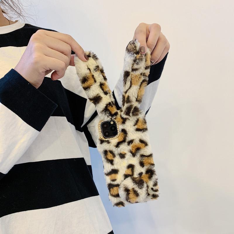 Leopard rabbit plush phone case for iphone