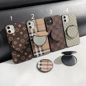 Retro leather mirror stand phone case