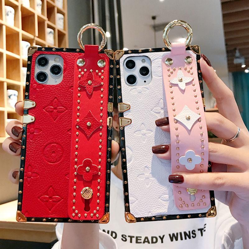 Wrist strap Bracket leather phone case