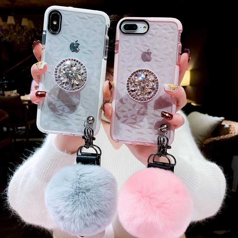 diamond hair ball  bracket phone  case