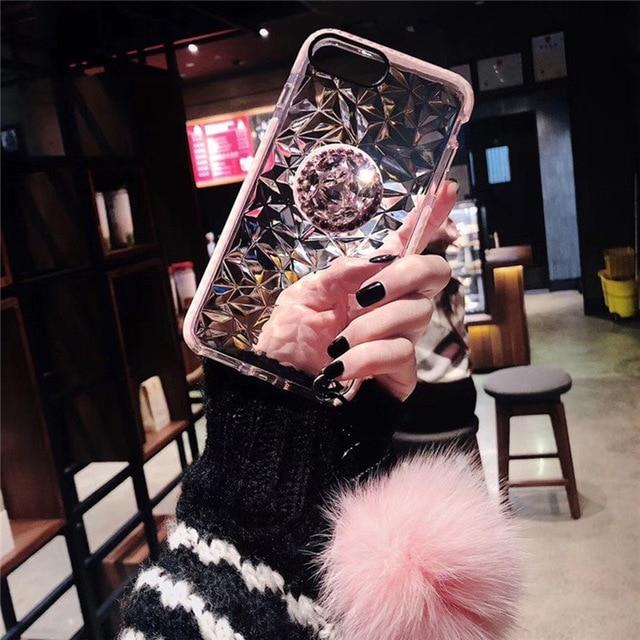 diamond hair ball  bracket phone  case