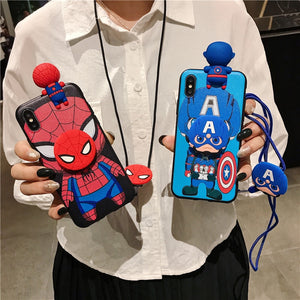 Cartoon Spider Man Back Cover+Stander+Strap