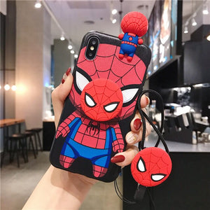 Cartoon Spider Man Back Cover+Stander+Strap