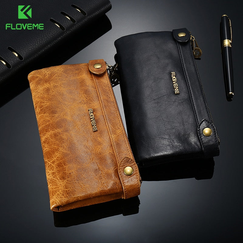 Genuine Leather Zipper Wallet Case